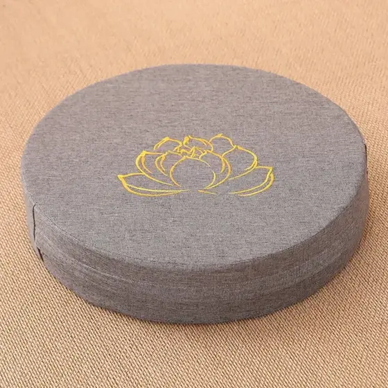 Gray linen meditation cushion