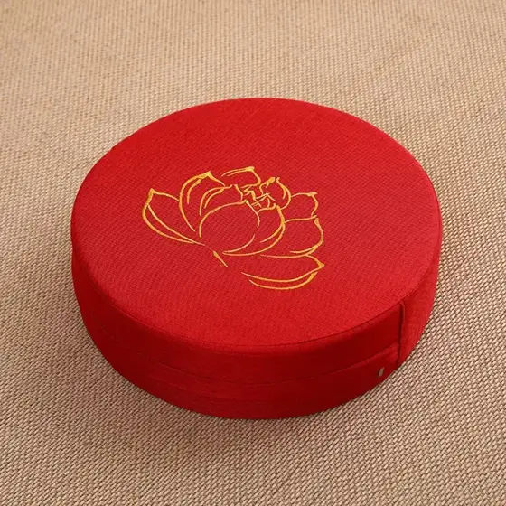 Red linen meditation cushion